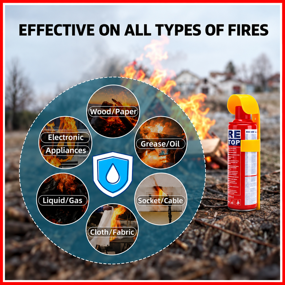 Fire Stop Portable Fire Extinguishing Spray + Protective Holder